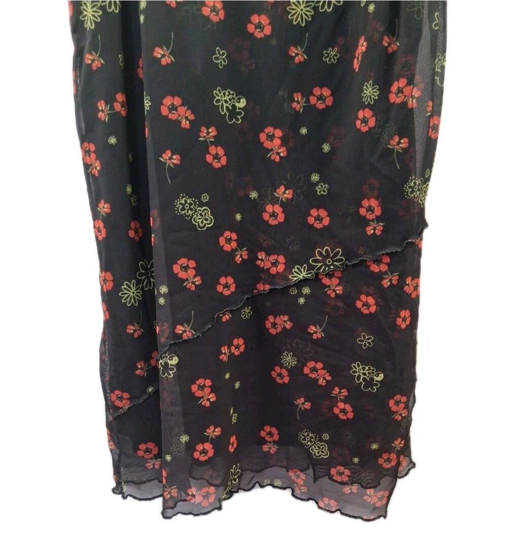 Urban Outfitters Bright Side Lace Up Mini Dress Black Floral Print M Dark Fairy - Picture 7 of 16
